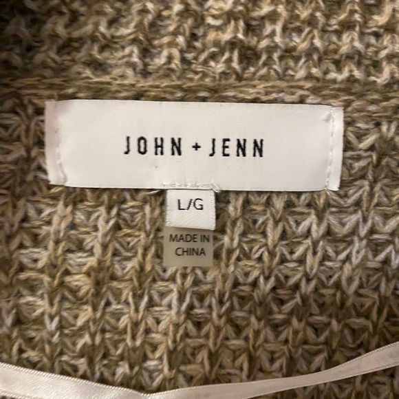 JOHN + JENN Women's Cardigan Sweater L/G Tan Marled Knit Open Front - Picture 3 of 7